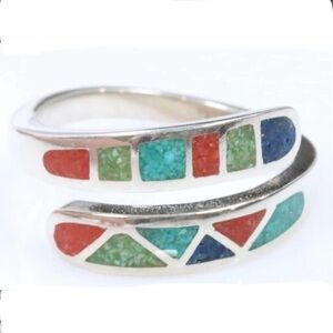 Carolyn‎ Pollack Relios Sterling Silver Inlaid Mosaic multistone ring sz 9.25